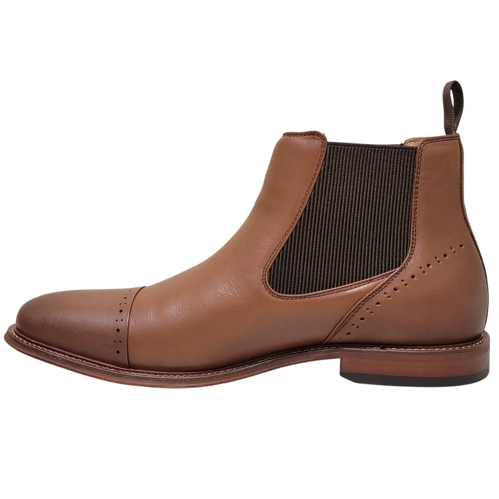 Stacy Adams Men Maury Slip On Cap Toe Chelsea Boots Size US 9M Chocolate Brown
